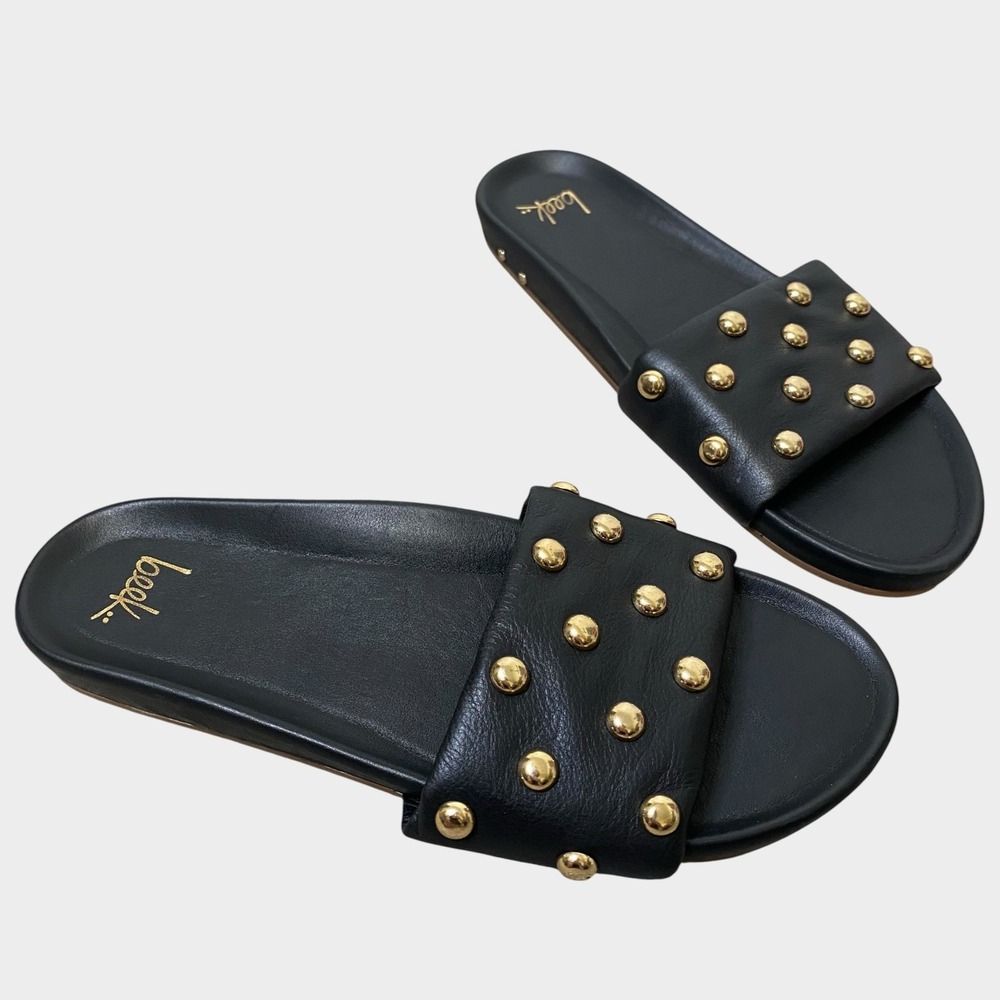 BEEK Gallito Slide Sandals Women Size 9 Black Leather Studs Casual Summer $290